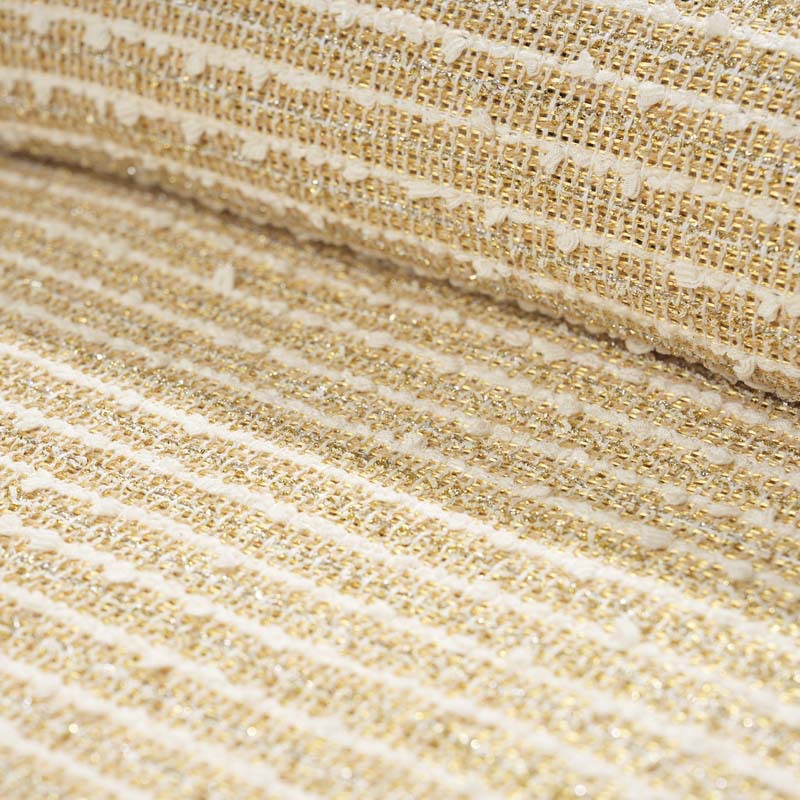 Mokas' Little Chanel fabric, striped gold and silver thread two-color blend, autumn and winter bags, men's and women's outerwear and accessories fabric Item Picture