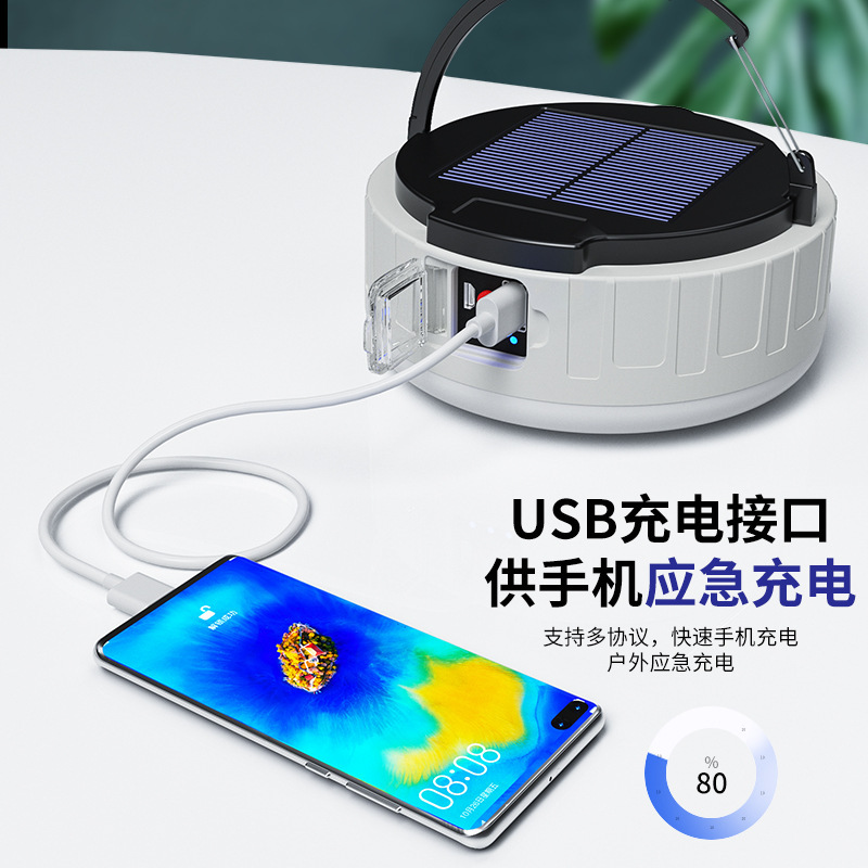 New solar-powered LED night market street lamps, outdoor garden lamps, high-endurance power failure emergency mobile LED bulbs details Picture