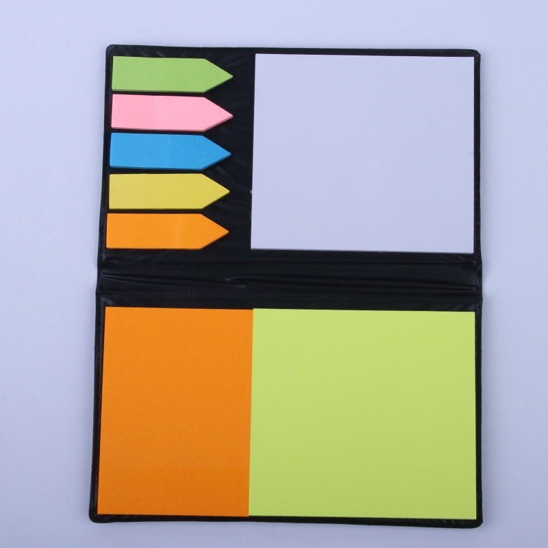 【 Sticky Note Supply 】 Black leather sticky note book with pu cover set, n times sticky note set