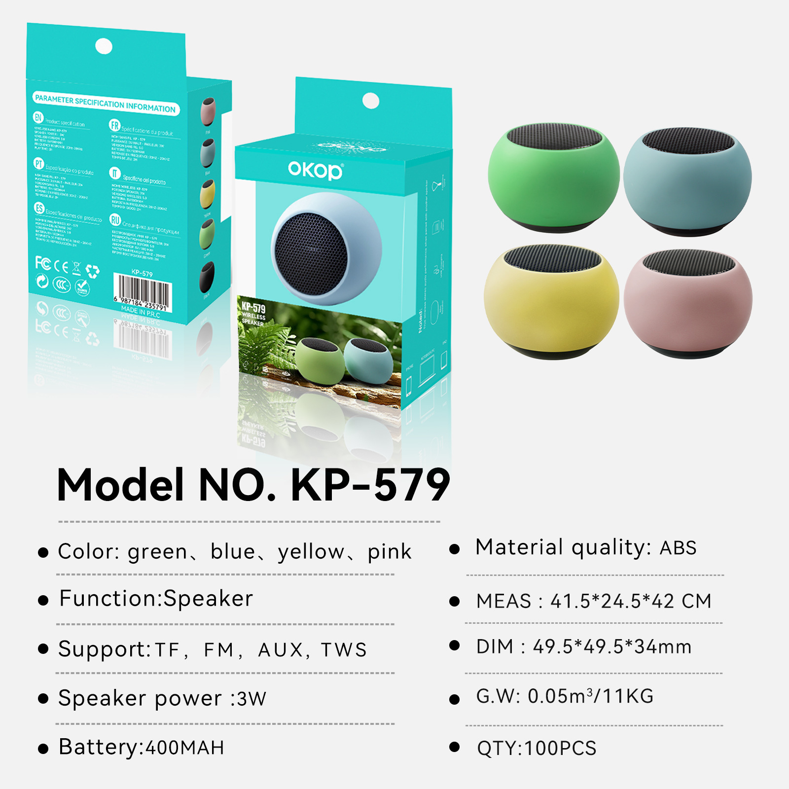 579 Best-selling Macaron Bluetooth Speaker Mini Subwoofer with High Volume Portable Outdoor card-inserting small Steel Cannon details Picture