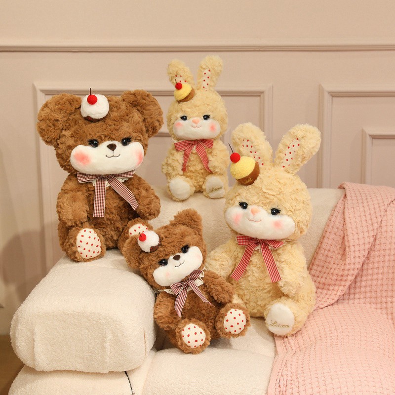 Lolita cake, bear rabbit, blush, cherry doll, cake figurine, birthday gift, decorative items, bow wholesale