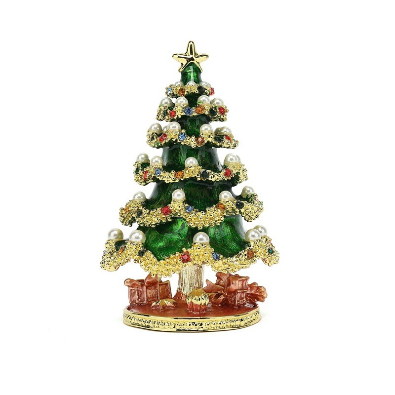 Wholesale of cross-border export goods, Christmas trees, home decorations, enamel craftsmanship, Christmas small gifts, alloy jewelry boxes Item Picture