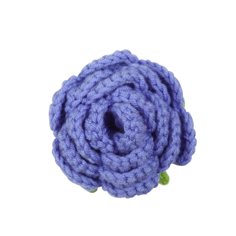 创意手工编织玫瑰花仿真花束花头毛线花朵diy服装头箍小配件批发白底实物图