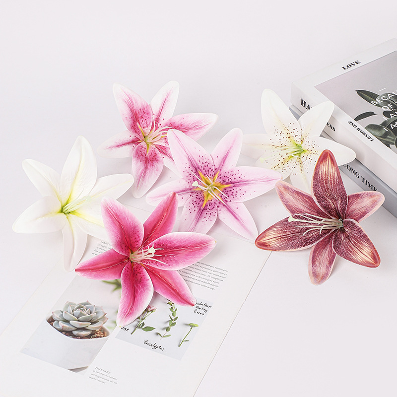 仿真百合花头胶布婚庆礼堂装饰花墙假花拍摄道具背景插花厂家批发