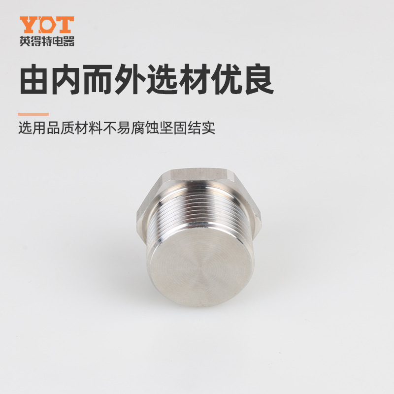 Stainless steel 304 plug, electrical wire plug, stainless steel screw-in plug, hexagonal solid sealed cover explosion-proof plug details Picture