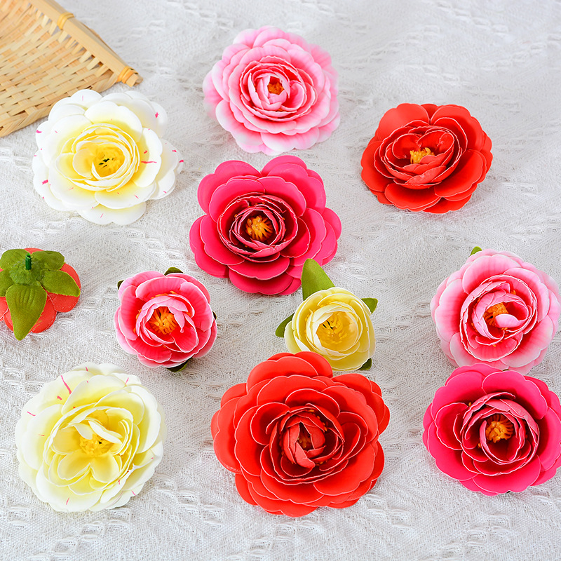 Camellia flower heads, artificial flowers, camellia decorative head flowers, artificial flowers, fabric flowers, handcrafted camellia flower heads