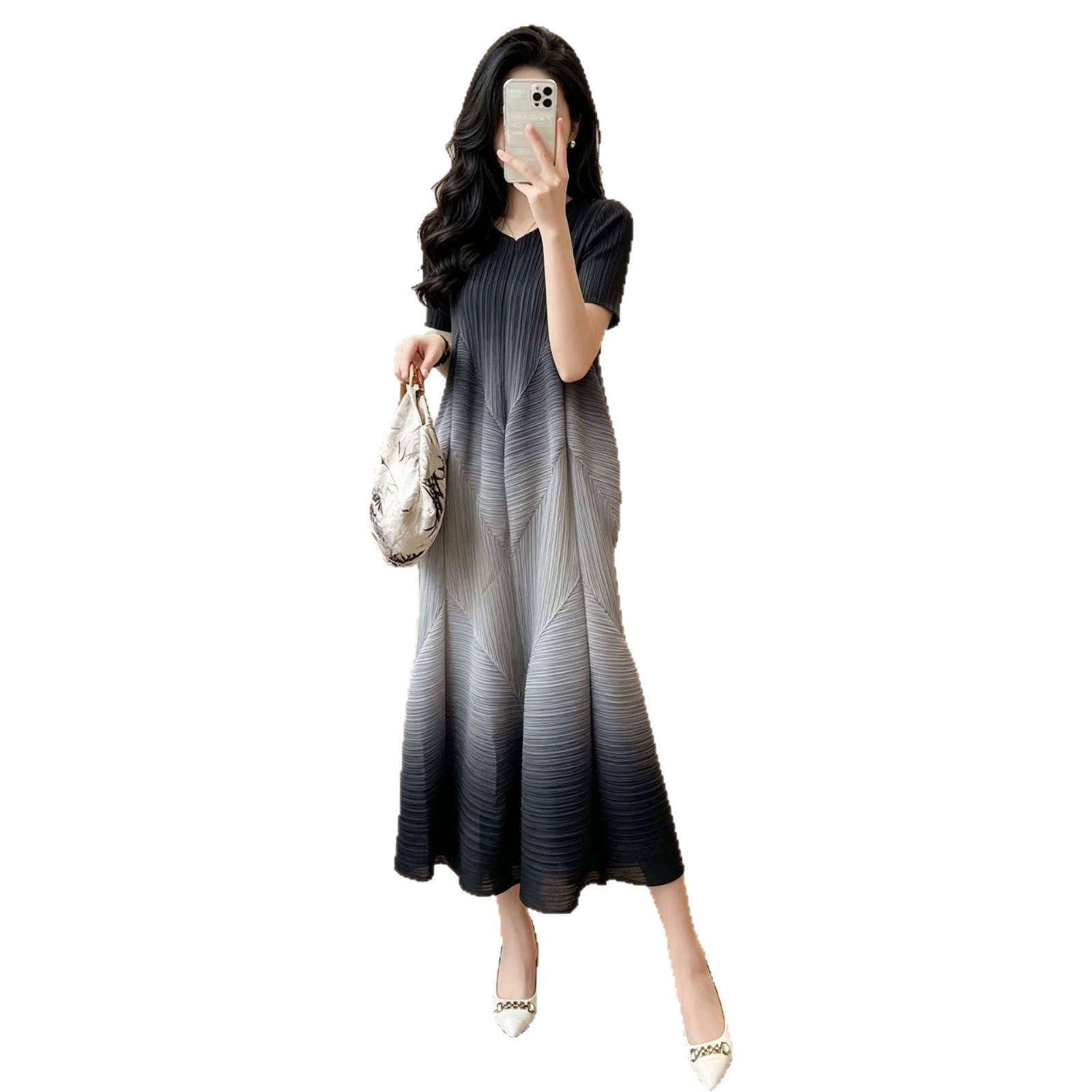 裙子/女装/裙子女收腰仙女/裙子收腰夏季/美女连衣裙白底实物图