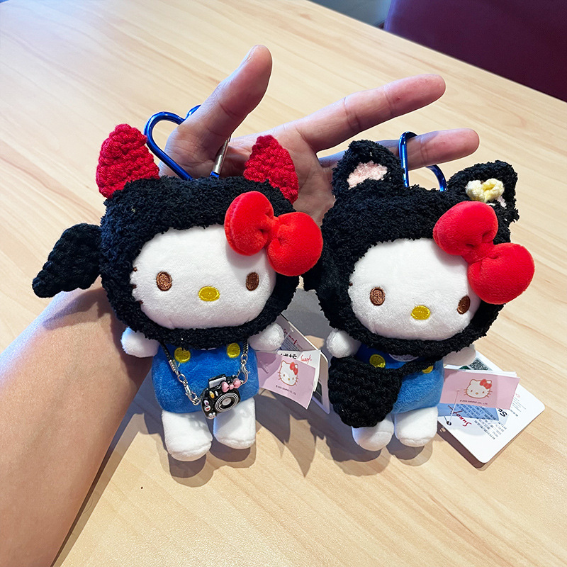 Cute kt cat bag pendant, plush toy, keychain doll, genuine hellokitty small pendant, secondary creation