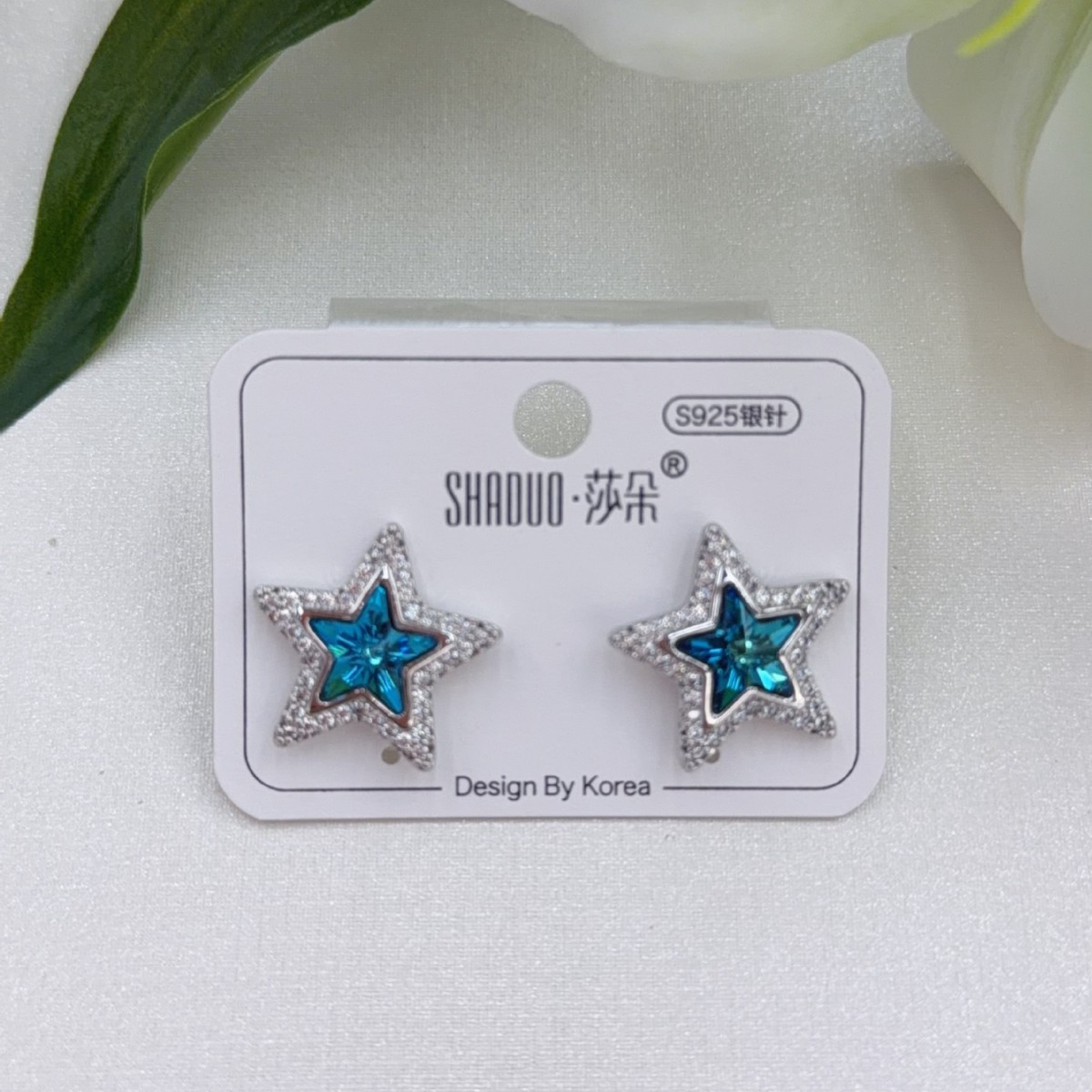 直播跨境饰品五角星满钻公主风耳环厂家直销小清新轻奢纯银女耳钉