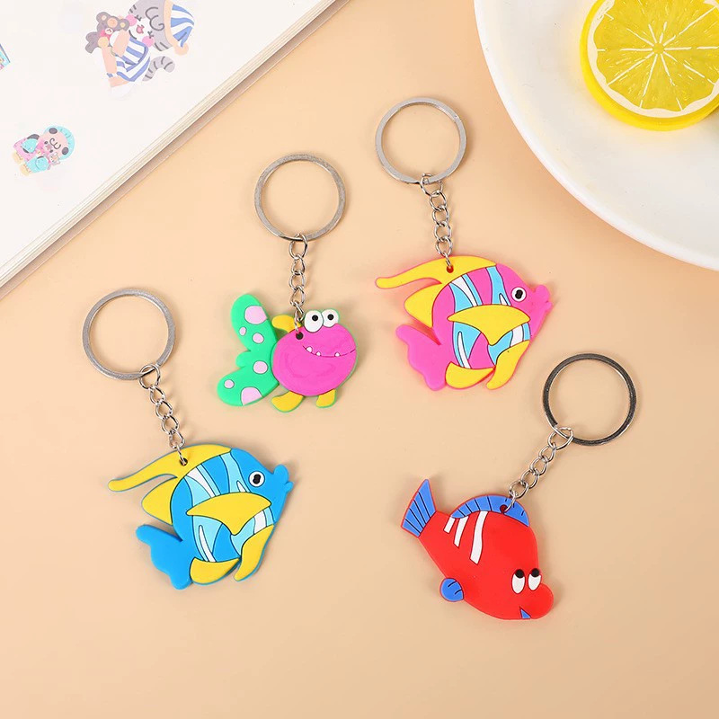 Cross-border Ocean World keychain Cartoon fish key chain PVC soft rubber small gift wholesale, trendy and cute Specification image
