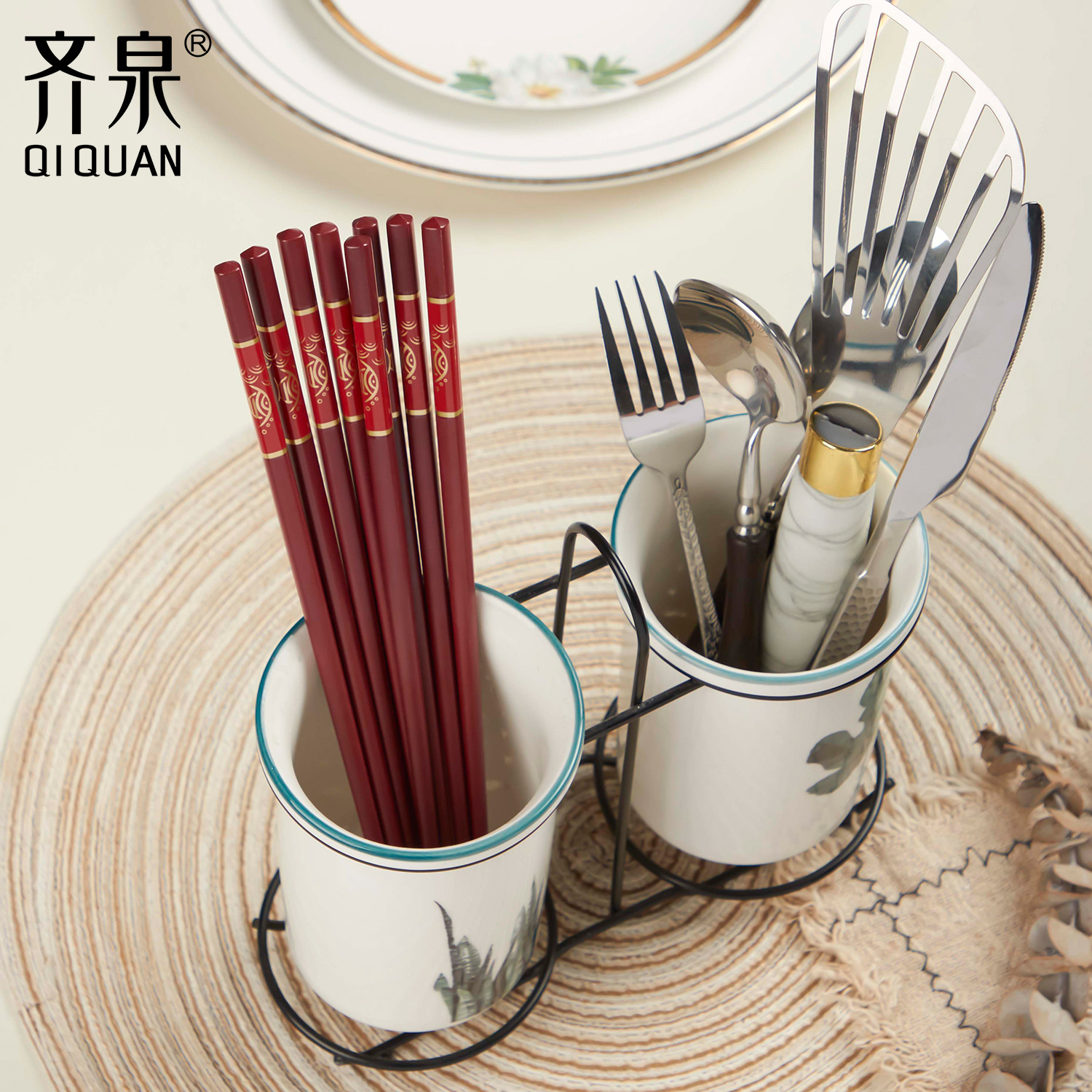 【限时五折！】齐泉喜庆家用红色合金筷10双装红筷子批发结婚乔迁产品图