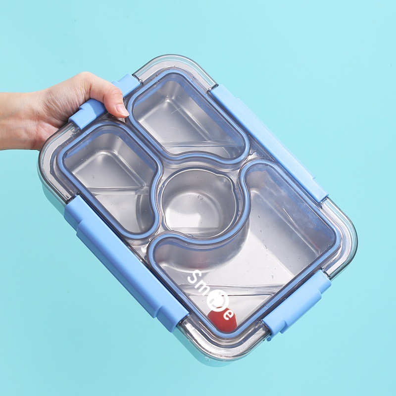 Cross-border best-selling independent sealed stainless steel three-compartment lunchbox with bowl, non-odor-mixing student and white-collar lunchbox Specification image