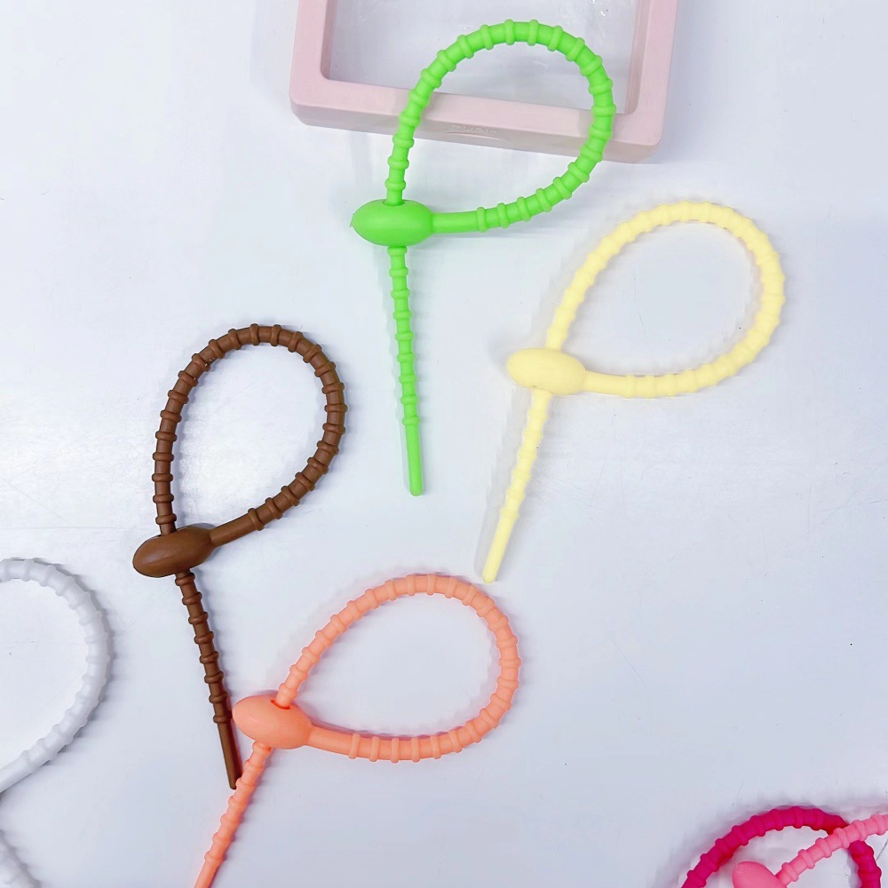 diy jelly silicone cable ties, colorful tadpole data cable winder, cable harness, strapping, small accessories wholesale details Picture
