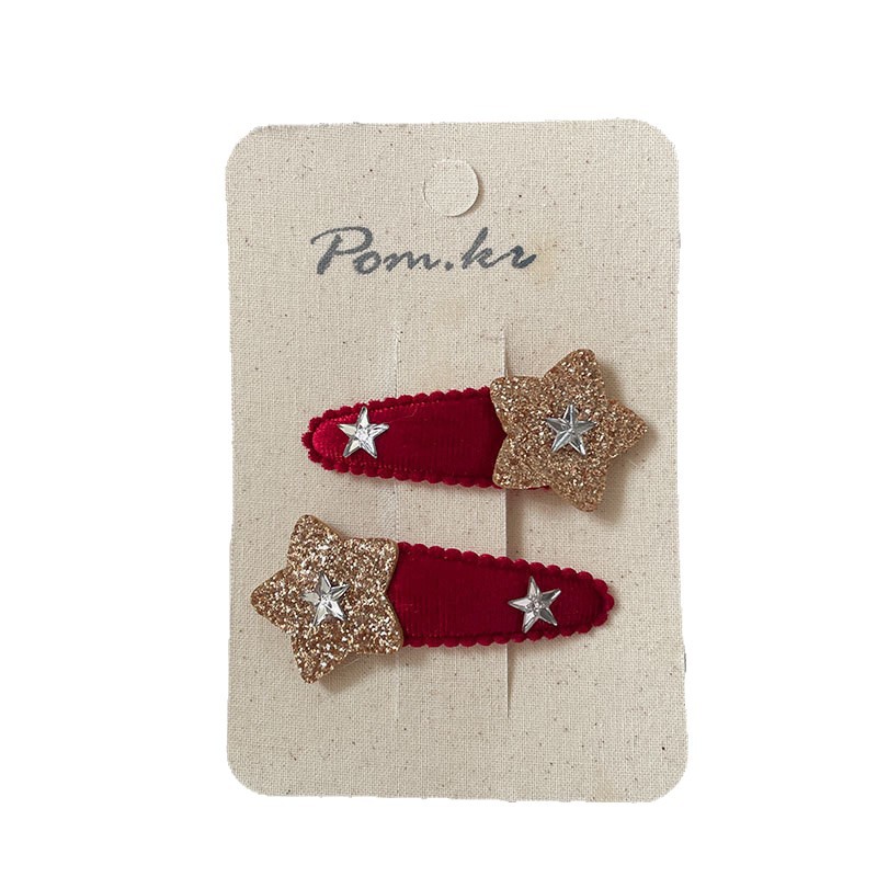 The new Korean-style cute and playful five-pointed star hair clip is a handcrafted children's side bangs clip that can be used for girls Item Picture