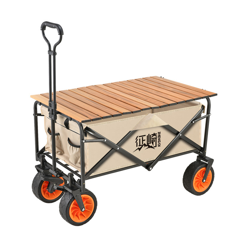 Cross-border exclusive trolley, foldable outdoor trolley, picnic trolley, campsite trailer, stall table board, camping trolley Item Picture