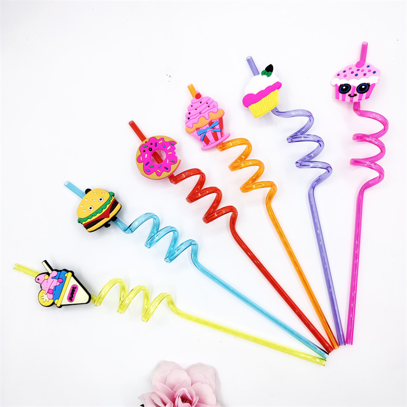工厂直销花朵海洋鱼各类 软胶吸管创意造型吸管儿童卡通塑料吸管详情图2