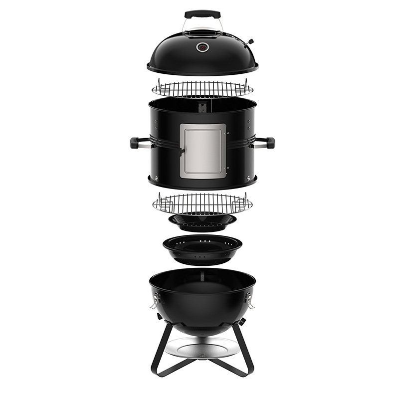 18.5英寸多功能烟熏烧烤炉户外焖烤烟熏炉炭火烤炉烤肉熏鱼熏肉炉详情图4