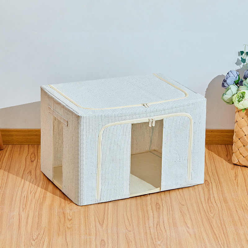 Tianshan caja de almacenamiento de lino de algodón caja de almacenamiento de tela grande plegable sin olor caja de almacenamiento para el hogar armario organizador almacenamiento details Picture