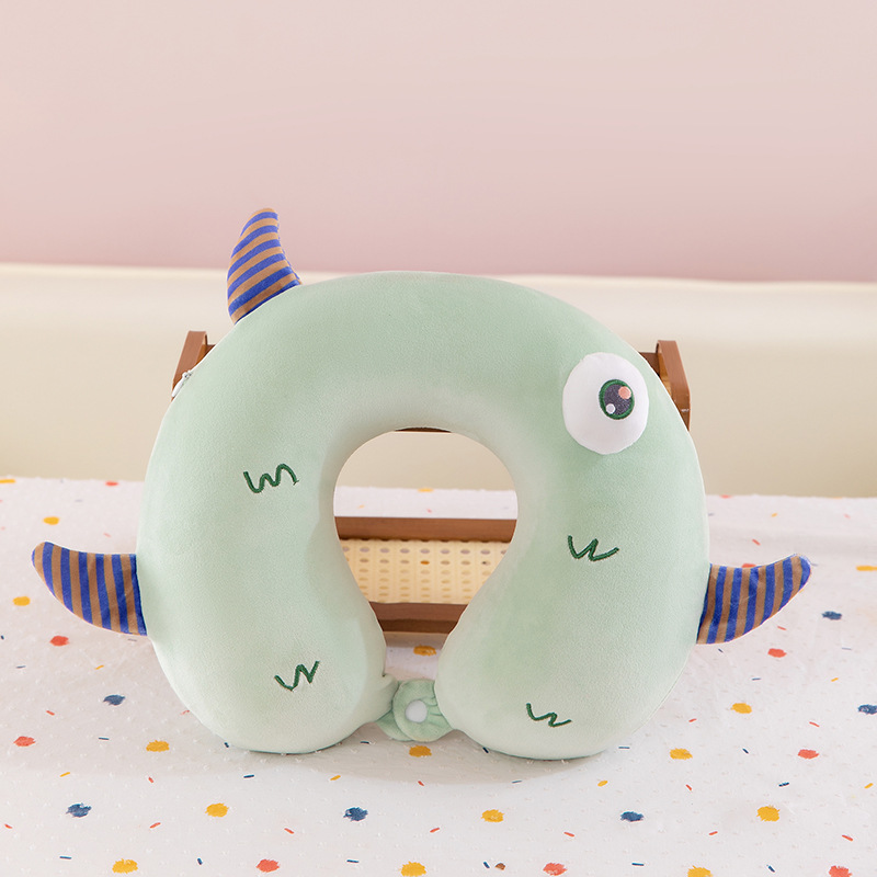 Memory foam U-shaped neck pillow, car travel, business trip, cervical pillow, slow rebound, office cartoon nap pillow