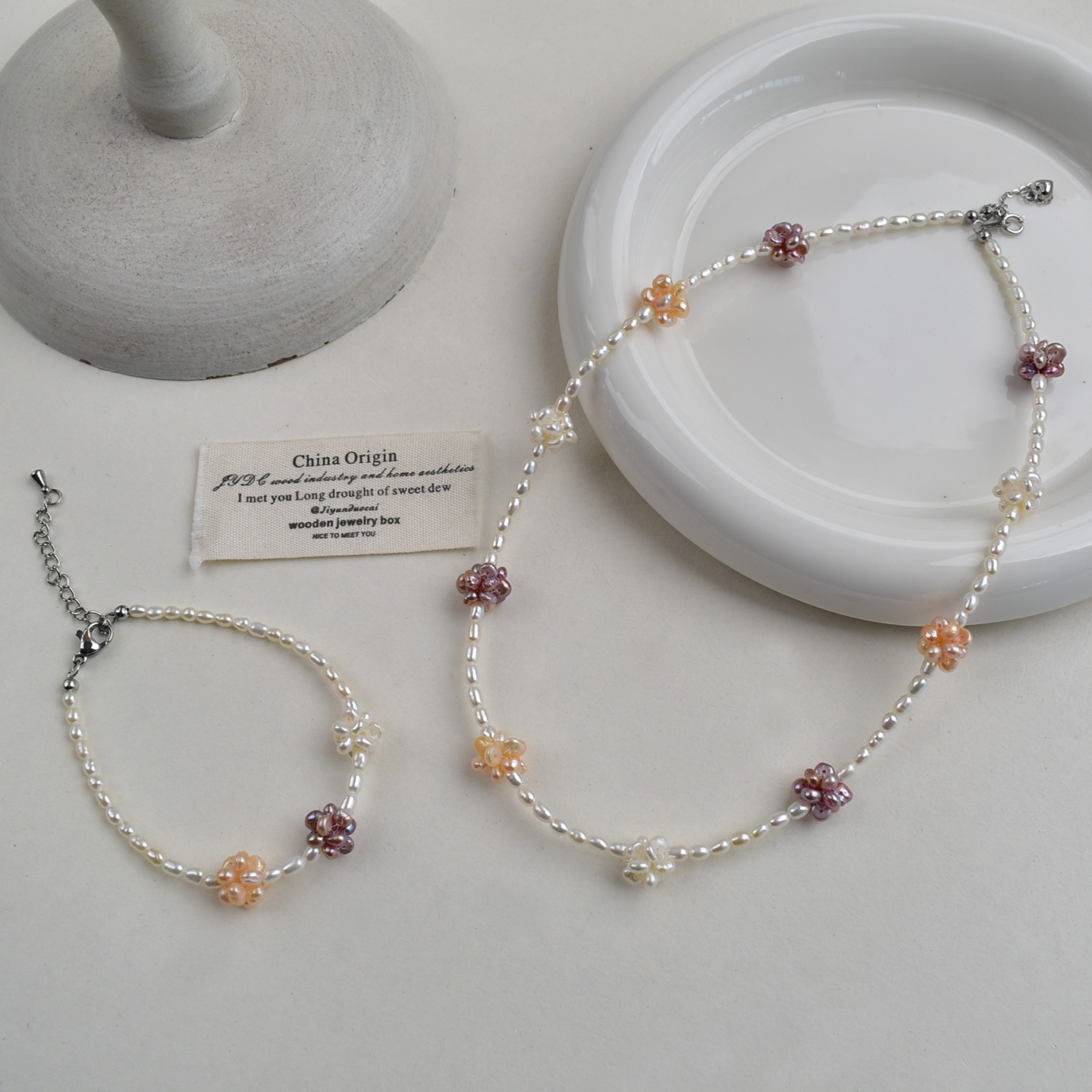 巴洛克天然珍珠球项链925银淡水小米珠优雅简约气质花球颈链手链