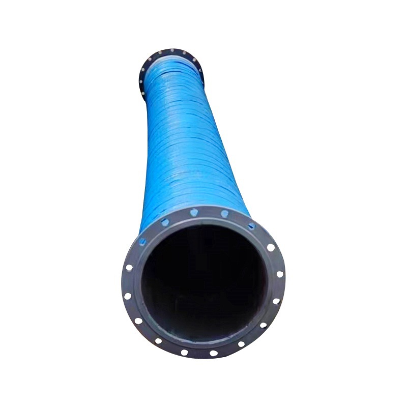 大口径法兰式钢丝骨架缠绕胶管耐油耐高压抽沙排污钢丝液压管白底实物图