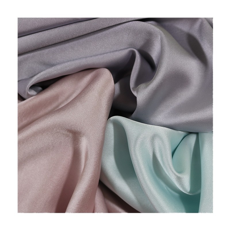 现货供应仿醋酸缎面色丁面料连衣裙礼服小衫时装布料裙子白底实物图