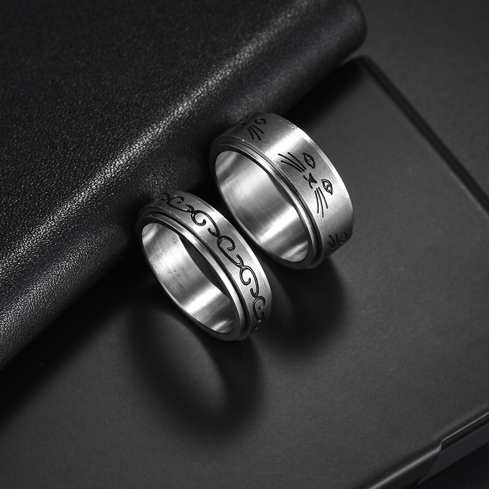 European and American cross-border Amazon stress-relieving accessories, wisteria flowers, weather, small animals, turtles, cats, rotating titanium steel rings, fingers Specification image