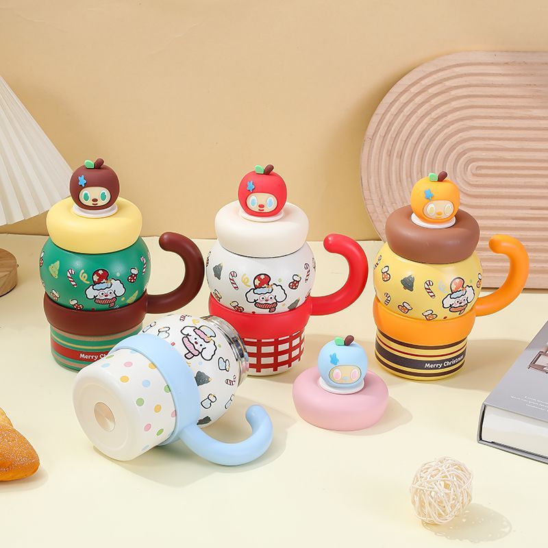 Student water cup, large-capacity stainless steel insulated cup, high appearance level, double drinking cup, cute girls, convenient for outdoor use