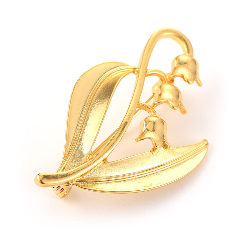 Retro golden lily of the valley brooch, Japanese and Korean series plant flower pins, clothing accessories, women's clothing accessories, corsages, French light Item Picture