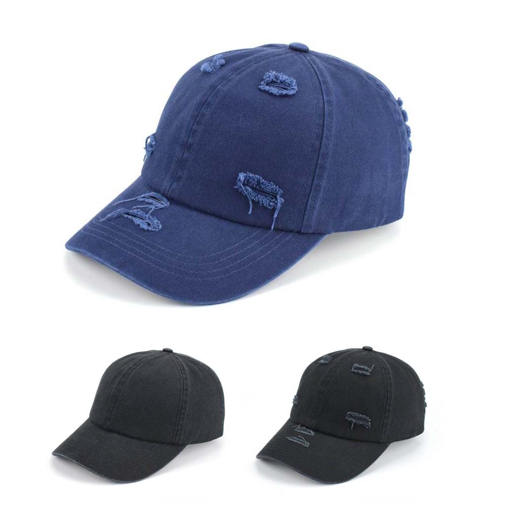 Men's vintage, distressed and ripped baseball caps for spring and autumn, and women's sun-protective, light-bodied, soft-top couple baseball caps for summer