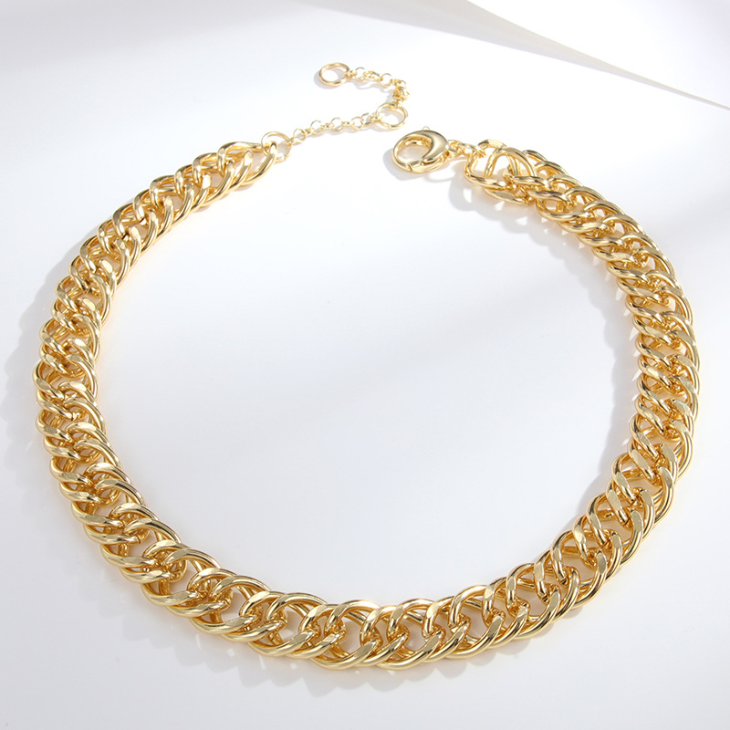 肯杰 金属电镀仿金保色粗链欧美夸张嘻哈古巴链ins风夏季潮流项链