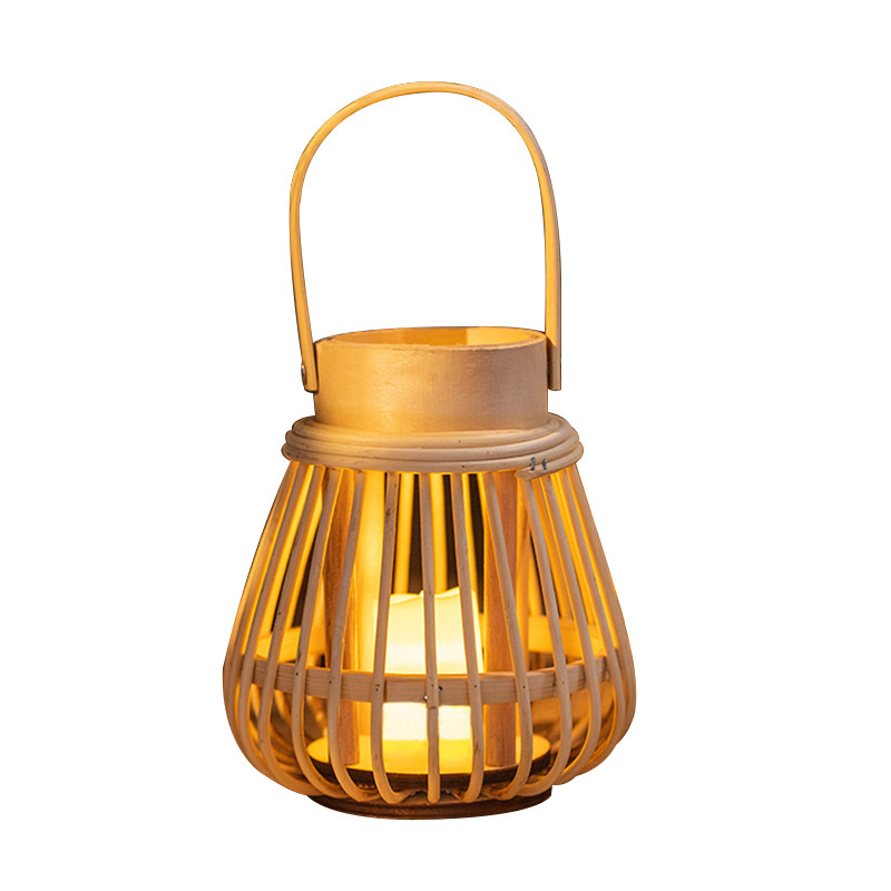 Mid-Autumn Festival lanterns, hand-held rattan and bamboo woven finished flower lanterns, ancient-style luminous palace lanterns, Hanfu, photography and photo props Item Picture