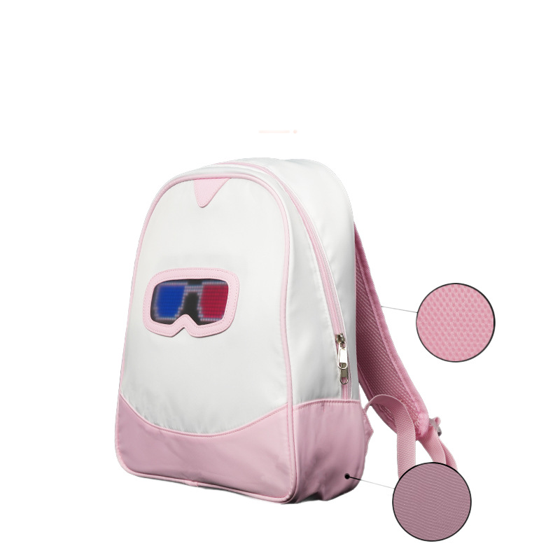 LOY's new ultra-light fabric bag, LED light, lightweight Bluetooth backpack, DIY animation, children and students' casual schoolbag Item Picture