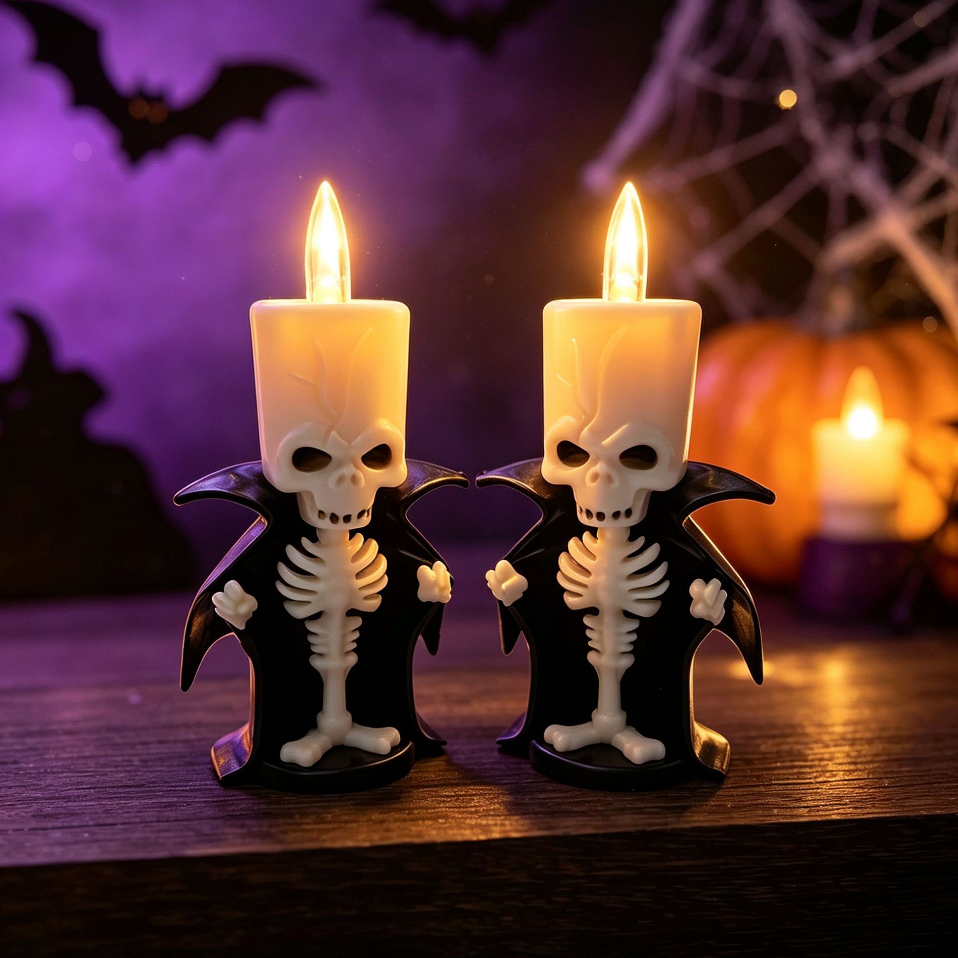 New personalized Halloween scene decoration Gothic figurette, dark and terrifying skull candle light atmosphere figurette details Picture