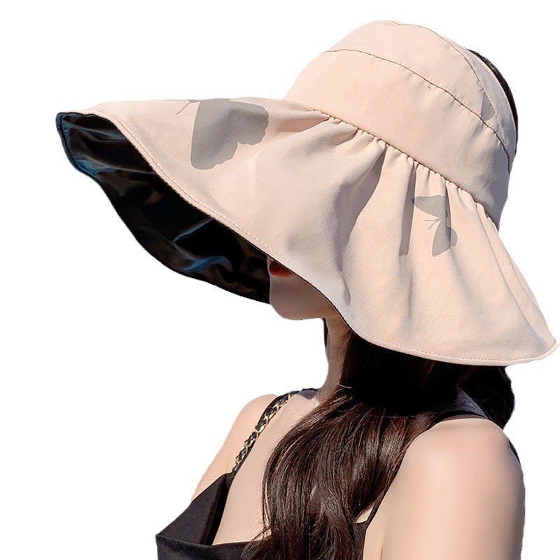2025新款渔夫帽女夏季帽子时尚空顶防晒帽大檐遮阳帽防紫外线遮                             白底实物图