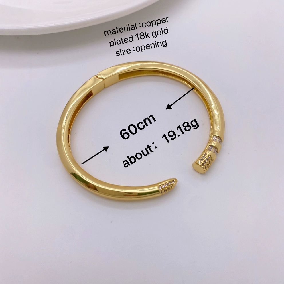 Amazon cross-border European and American new wristband, fashionable and elegant, light luxury and high-end, colorful zircon open bracelet Specification drawing