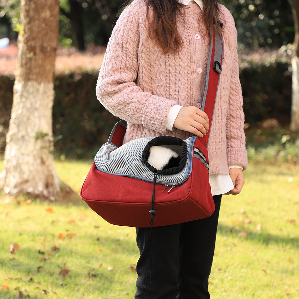 Rongka Pet Cross-border Dog and Cat single-shoulder crossbody pet bag Breathable mesh fabric Portable cat bag for travel details Picture