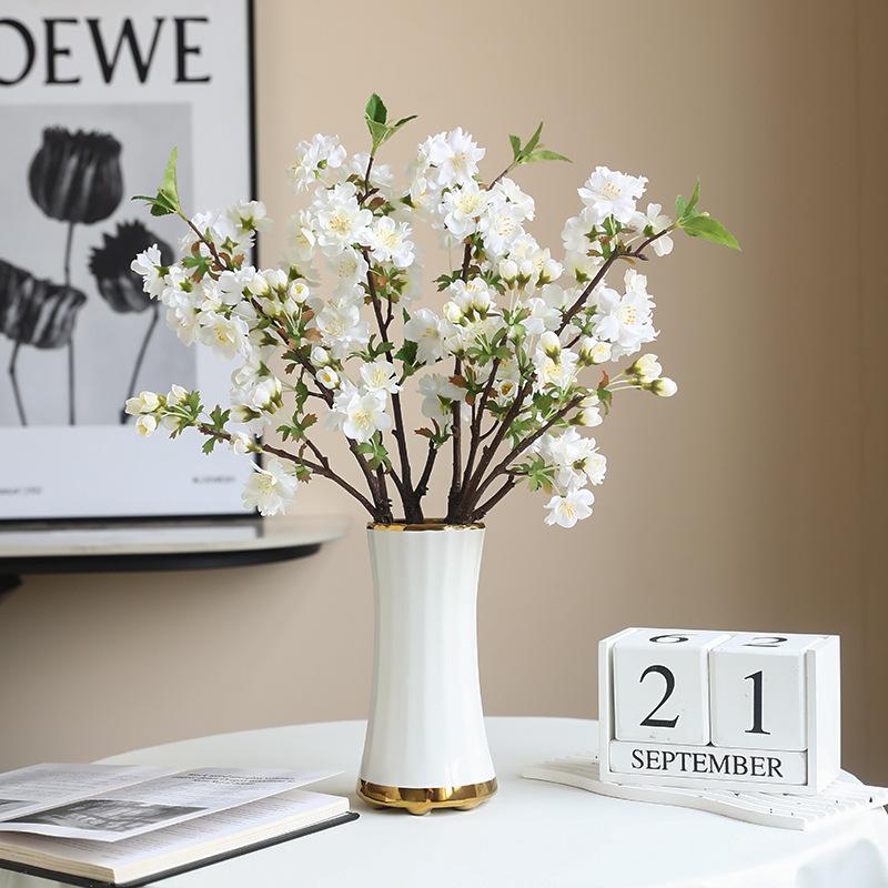 新款仿真春色发泡桃花枝 中式禅意家居婚庆花艺装饰摆件仿真桃花产品图