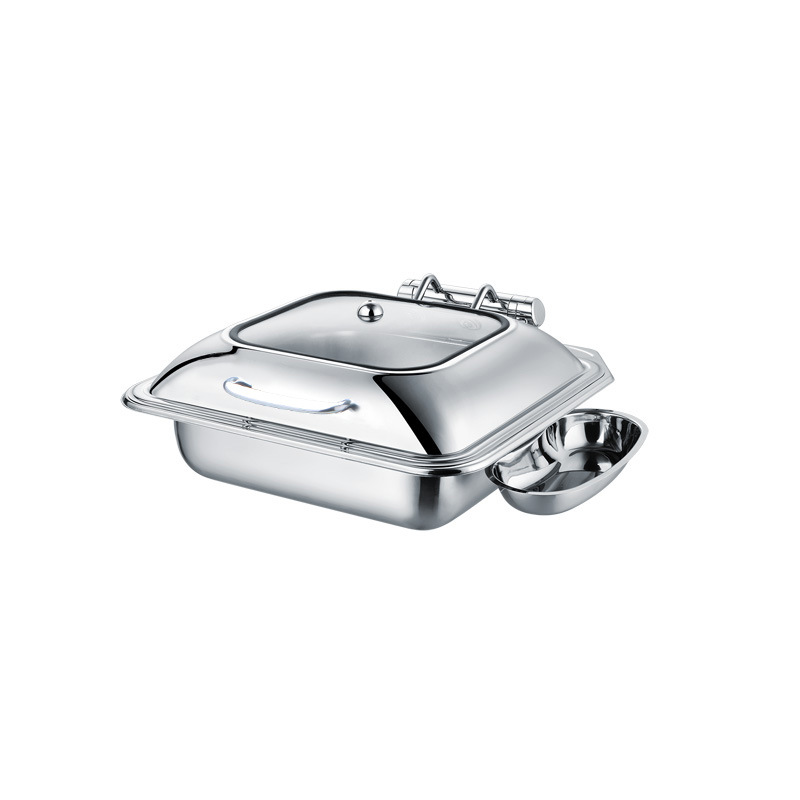 可视正方形机械缓冲液压玻璃盖布菲餐炉自助餐液压升降产品图