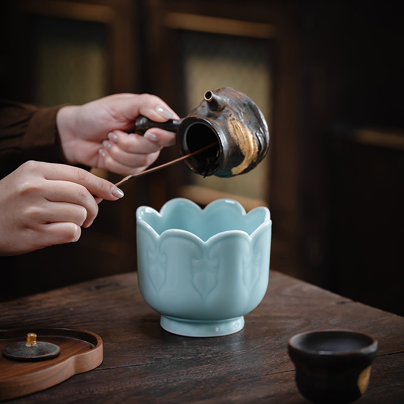 中式复古陶瓷建水功夫茶具零配干泡台茶渣桶禅意茶洗杯洗茶道配件产品图