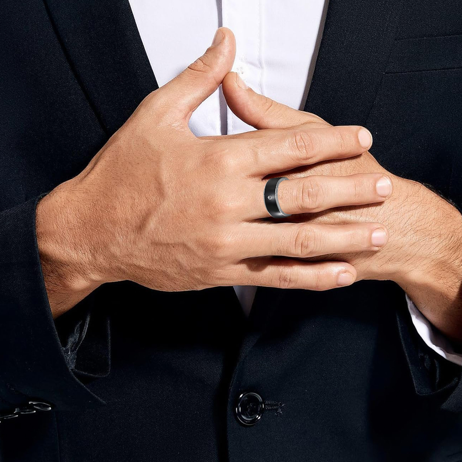 Cross-border European and American jewelry men's couple stainless steel ring, multi-color combination, 8MM width, no color fading Application Scenario