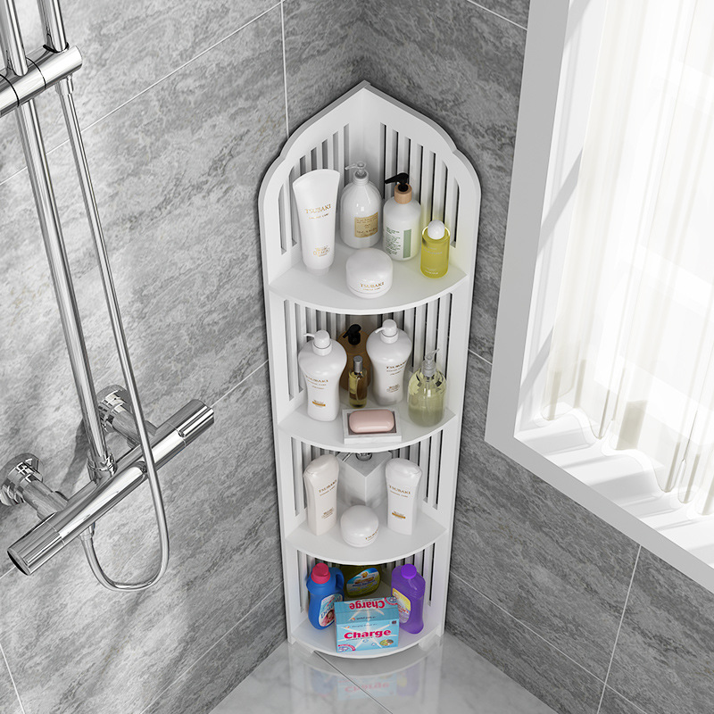 Bathroom storage rack, floor-standing multi-layer rotating triangular washbasin cabinet, toilet and washroom storage rack without drilling details Picture