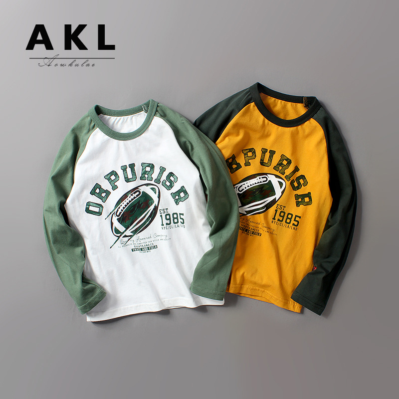 儿童T恤2026春季韩版新款童装长袖 中大童纯棉男童长袖打底衫代发