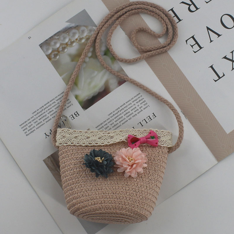 Wholesale of 2025 new summer mini and cute children's small bags, straw-woven bags, beach change crossbody bags Specification image