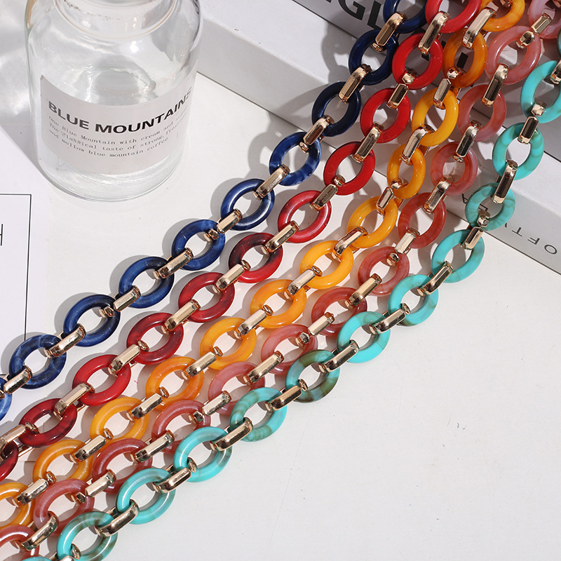 时尚亚克力项链双色效果UV金电镀脖链多色可选热销拼接项链口罩链