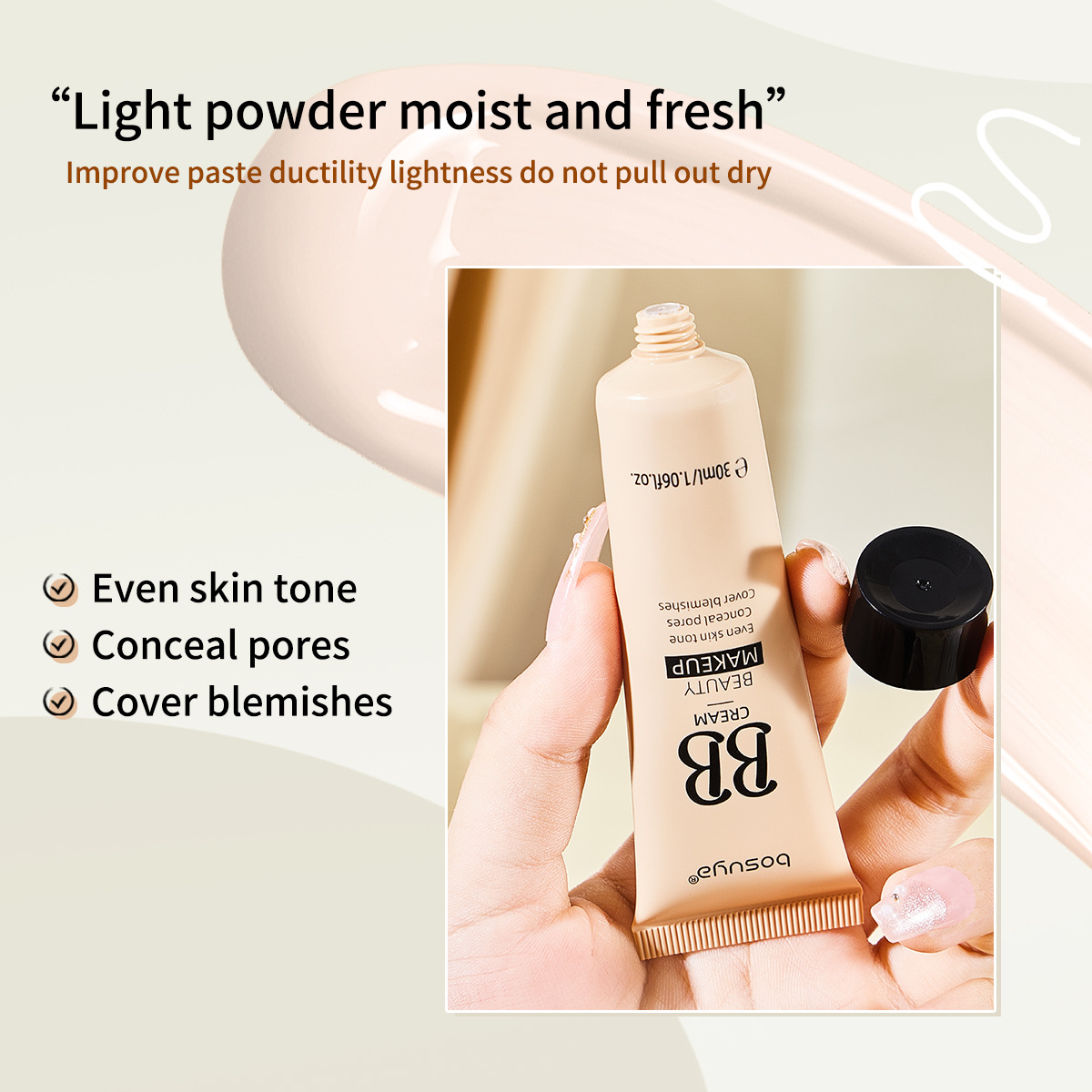 【 Cross-border Exclusive 】Bosuya Long-lasting Moisturizing Concealer Foundation, Pore-Invisible and Non-Smudging bb Cream Wholesale Specification image