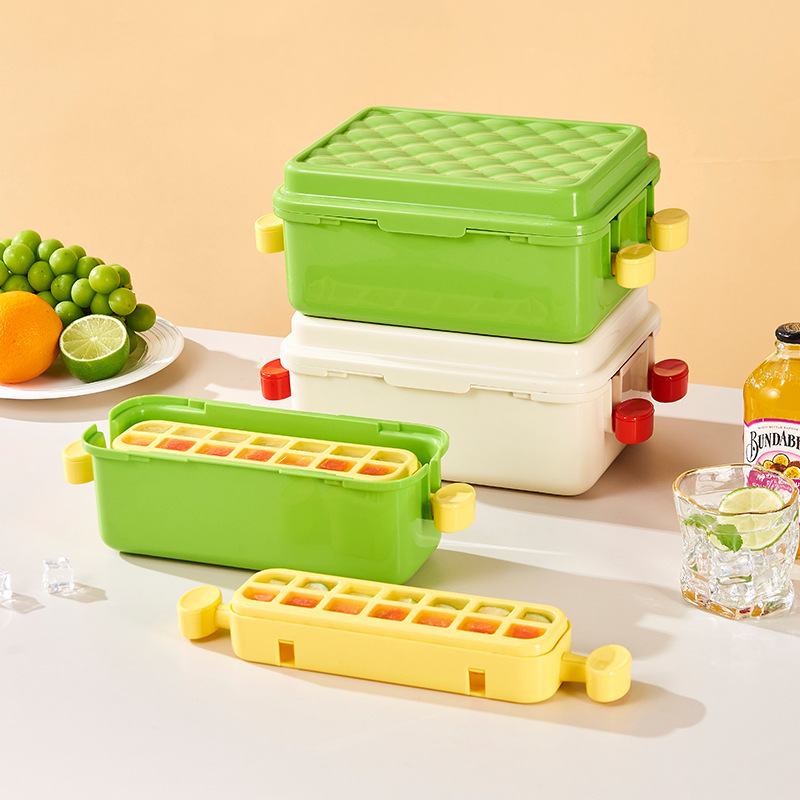 Ice cube mold, ice cube tray, home ice storage box with lid, one-click large capacity, one-click de-icing, ice-making box, ice mold