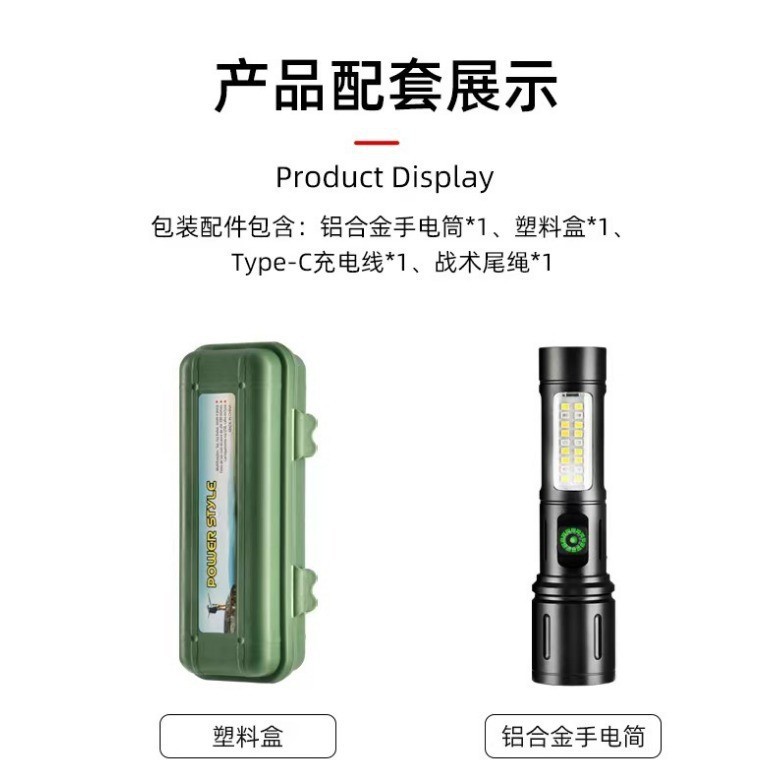TYPE-C High-intensity flashlight, a rechargeable ultra-bright long-range flashlight, is a portable and adjustable focus flashlight for home and outdoor use Application Scenario