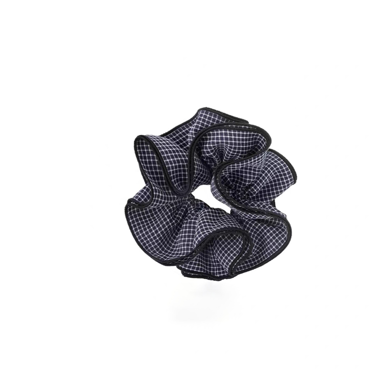 The same black checkered double-layer large intestinal hair band, oversized hair flower, Korean-style hair tie and low ponytail headwear as Zhao Lusi and Xu Yan Item Picture