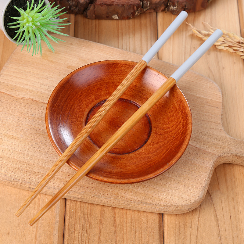 半截色漆筷礼盒装竹制筷子日式楠竹餐具地摊货源小额批发印logo细节图